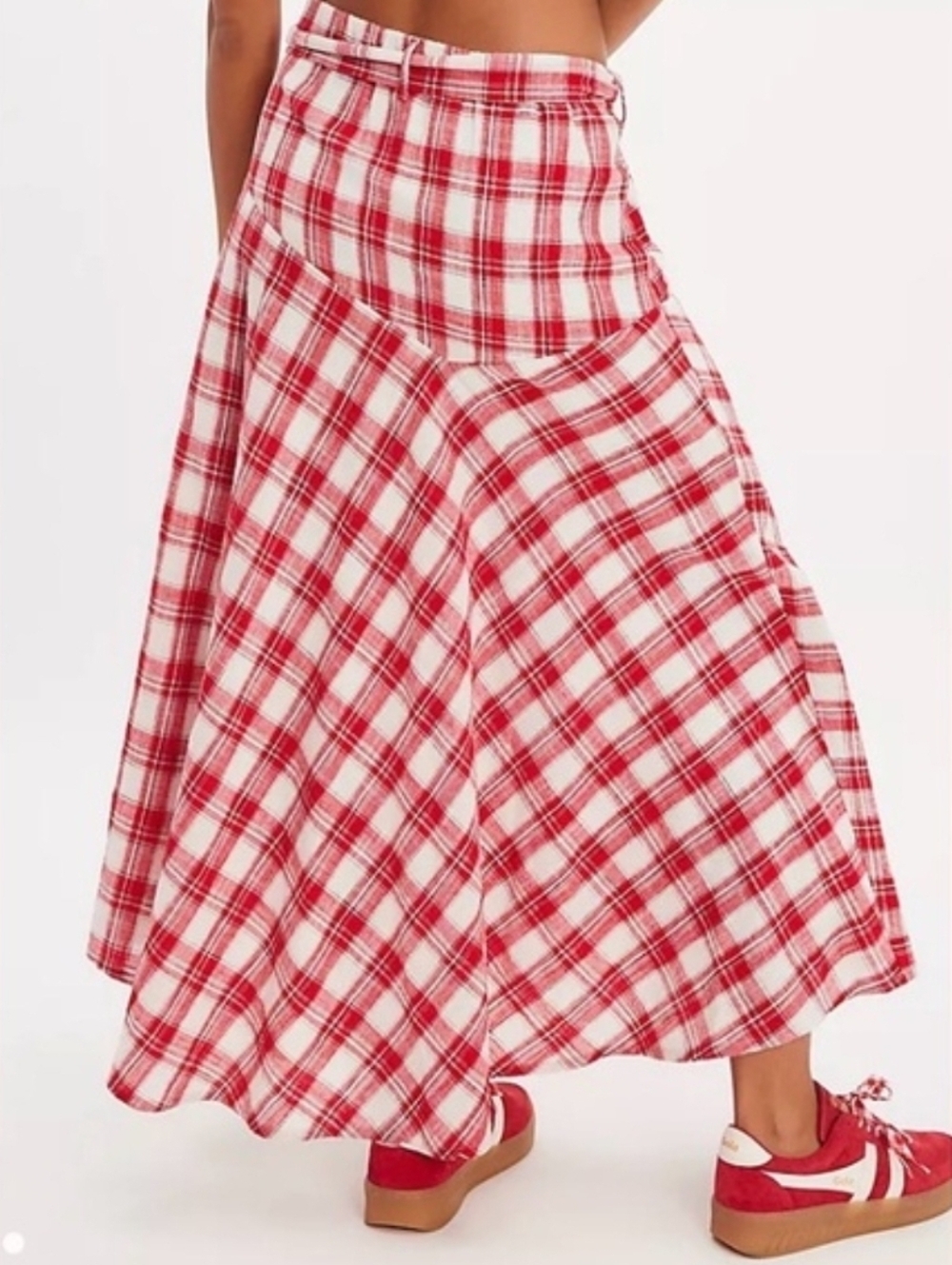 NWT Red Plaid Strapless Crop Top & Maxi Skirt Set – Size Small – $198 Retail - Picture 3 of 5